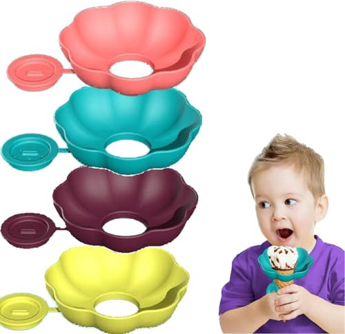 Hummcqit 4PCS Ice Cream Stand Silicone Popsicle Stand Leakproof Ice Cream Stand Ice Lolly Holder Drip Catcher Ice Cream Pop Holder for Pool Party Home Gadget (4pcs)