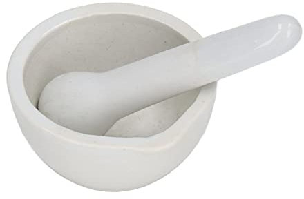 Hyuduo Los Tazones de Molienda de Laboratorio de Cerámica Arreglan un Pequeño Mortero y una Mano de Piloto Confiable para Hierbas y Especias, una Capacidad de 60 Ml, Adecuada para Suministros de
