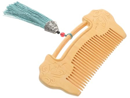 Healeved Wooden Comb Ruyi Lock Engraving Fine Tooth Design for Curly Hair Detangling and Scalp Massage Handmade Boxwood Comb Suitable for Bridal Party and Household Use