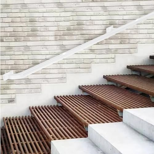 ISHEGREV Pasamanos Blanco de 30 cm a 600 cm para escaleras, pasamanos de Escalera para Exteriores, Montaje en Pared, pasamanos de Tubo de Hierro Industrial con Soportes de Metal y Tornillos