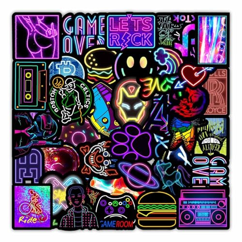 JOOTUEPO 100 Pcs Neon Stickers Pack, Graffiti Stickers, Waterproof Vinyl Stickers, Neon Graffiti Stickers for Laptop Motorcycle Scrapbook Journal Bike Skateboard Luggage Guitar Water Bottle etc