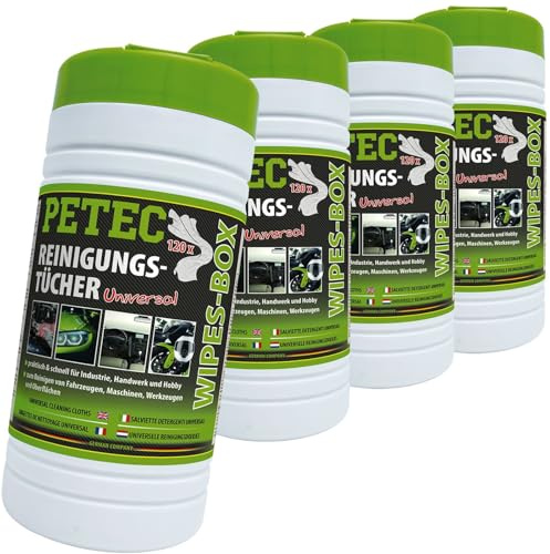 PETEC 4x 82120 Reinigungstücher | 4x 82120 PETEC Reinigungstücher Wipes Box 120 Stck,