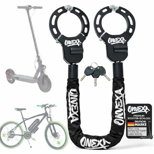 ONVEXA 90cm Handschellenschloss Stahl gehärtet – Diebstahlsicherung für Motorrad, E-Scooter, Fahrrad & Roller – Schloss für Kinderwagen – robust & kompakt, inkl. 3 Schlüssel