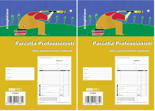 EDIPRO - E2166C - Blocco fattura, parcella professionisti 50x2 autoricalcante numerata f.to 22x14,8 (Confezione da 2)