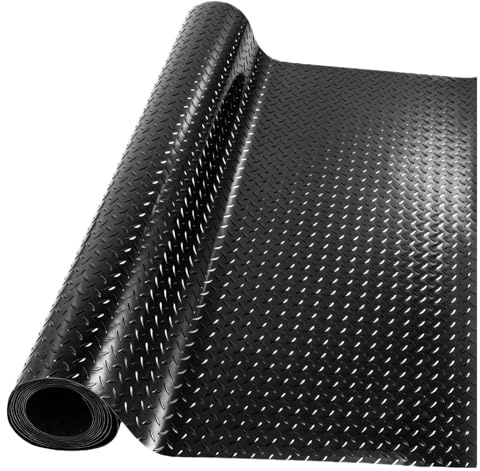 DAJAVE Esterilla de goma para garaje (300 x 150 cm, 1,5 mm) | Esterilla de suelo de garaje, alfombrilla de goma antideslizante con puntos para sótanos, talleres
