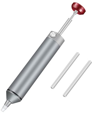 Premium Solder Sucker Pump with Heat-Resistant Silicone Nozzle, High-Power Desoldering Tool for PCB Repair & Electronics DIY - One-Handed Operation, Anti-Clogging Design, Includes 2 Spare Nozzles