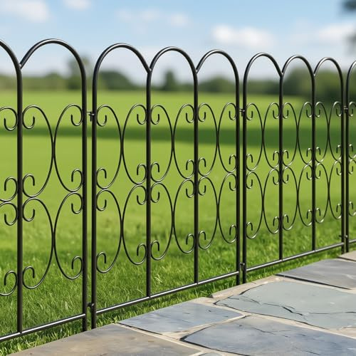 ARIFARO Lot de 5 Clôtures de Jardin Décoratives en Métal - Pas de Creuser - Clôture pour Animaux de Compagnie - Clôture Métallique Inoxydable pour Chien (81cm H X 56cm L)