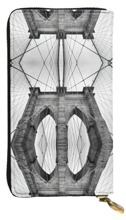 Pidgazdfgv Brooklyn Bridge Portefeuille en cuir avec blocage RFID pour femme Grande capacité