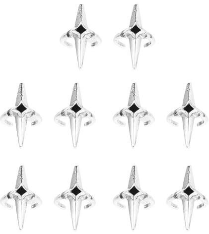TOYANDONA 10 Piezas Anillo Punta del Dedo de Mujer, Anillos para Puntas de Uñas, Aleación de Zinc, Plata, Abierto Ajustable, Forma de Espada y Cruz, para Fiestas y Eventos Obsequios