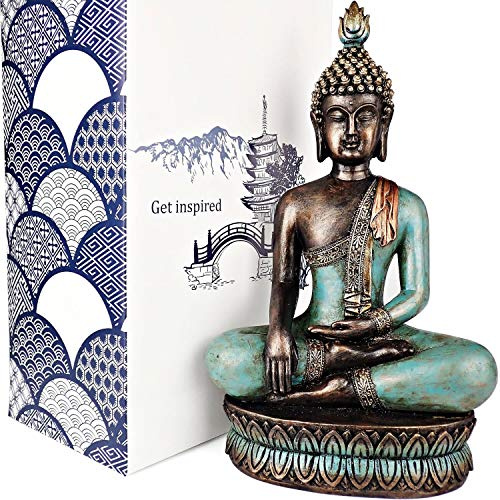 25DOL - Figura de Buda para hogar, de 31,75 cm (Momento de la iluminación), coleccionables y Figuras, decoración de meditación Espiritual para salón, Zen, Yoga, hindú, Asia Oriental