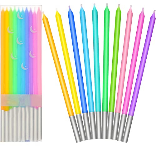 BBTO 100 Stück Regenbogen Geburtstagskerzen - Bunte Kuchen Kerzen für Party & Hochzeit - Dekoration