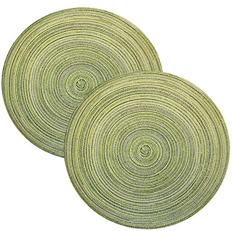 Haus und Deko 2er Set Platzset abwischbar rund ca. 40 cm Tischset Untersetzer meliert #2228 (grün)