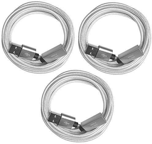 i! - 3X 2m Premium Nylon USB Verlängerung Verlängerungskabel - A-Stecker auf A-Buchse - Silber weiß