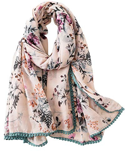 FAIRYGATE Scarf Women Cottton Oversize Scarves Long Fashion Printing Green Linen Tassel Stole for Ladies Scarfs Gifts Shawl Wrap 7035