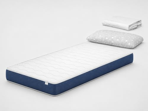 DORMISSIMO Pack Matelas 90X190 LIT Enfants h14 CM Orion Confort + 1 Oreiller Junior 90x35 cm + 1 Protège Matelas 90x190 cm Blanc