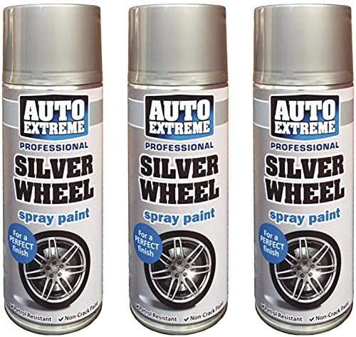Life Necessities AX Silver Alloy Wheel Spray Paint 3 X 400ML Can Restorer All Auto Wheel Paint Fade Resistant & Smooth Finish Protection Against Rust Aerosol Spray