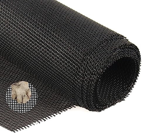 Yotache Katzenschutzgitter 220×90 cm, Petscreen katzengitter fenster ohne bohren, PVC-beschichtetes Polyester Insektenschutz Fliegengitter, Schwarz