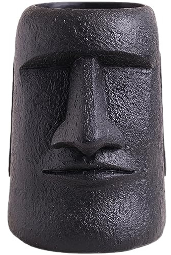 ABOOFAN Osterinsel Kopf Pflanzer Megalith Moai Kopf Pflanzer Menschliches Gesicht Blumentopf Desktop Stift Bürstenhalter Pflanzenbehälter Statuen Für Hausgartendekorationen