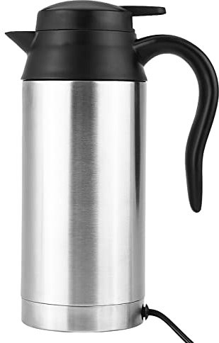 VOBOR Auto Wasserkocher Edelstahl 12V, 750ml Reisewasserkocher Wasserkocher Camping Zigarettenanzünder, Tragbarer Reise Teekanne Auto Kettle Für Die Zubereitung Von Tee, Kaffee Babymilch