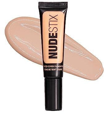 Nudestix Tinted Cover Liquid Foundation, copertura costruibile per un tono uniforme della pelle, finitura naturale e leggera, tonalità nude 3, 25 ml