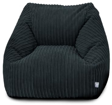 rucomfy Big Kids and Teen Ivory Corduroy Snuggle Chair, Large Machine Washable Beanbag Seat for Comfortable Lounge Room and Bedroom Furniture, 70x80x60cm - (Navy, Beanbag Only)