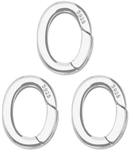 SUNNYCLUE 1 caja de 3 piezas de 10mm Y 925 clips de Resorte de Plata Esterlina Anillo de Resorte Mosquetones Redondos de Plata A Granel Cierres de Clip Ganchos de Presión para Monedero Anillos En O pa