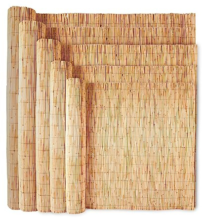 Wadan 8mm-10mm Extra Thick Natural Peeled Reed Fence, Garden Screening Fence Panels, Privacy & Protective Screening Roll for Outdoor Wind and Sun Protection (1.8m x 3m)