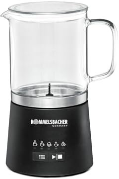 ROMMELSBACHER Milchaufschäumer MS 625, elektrisch, 500 ml zum Verrühren, Glaskanne, 250 ml zum Schäumen, 5 Programme, heiß & kalt schäumen oder verrühren