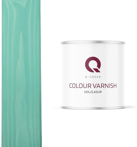 Q-Cover Holzlasur Farbton Türkis 2,5 L Satin Holzschutz Holzschutzlasur Lasur Wasserbasierte Innen Außen Lasur Abperleffekt Für Holz