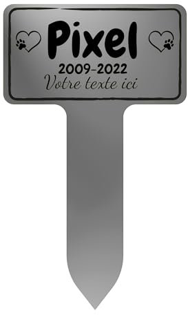 GRAVURE CONCEPT Plaque Funéraire pour Animaux - Stèle Commémorative Personnalisable PVC (Chien/Chat etc) - (Modèle 3 / Gris Mat Texte Noir)