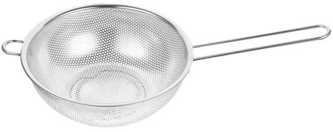 LABRIMP Colino Scolapasta in Acciaio Resistente 19,2 Cm Fori Piccoli Per Drenaggio Rapido, Filtro Cesto Per Lavare Frutta, Verdura e Riso, Manico Singolo Ergonomico Per Cucina e Preparazione Alimenti