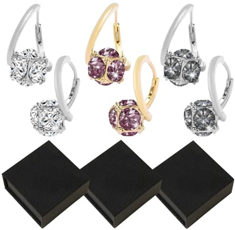 3 Paare Germanium Ohrringe, Lymph Magnettherapie Ohrringe, Unregelmäßige Zirkon-Ohrstecker-Design, Elegant Und Vielseitig, für Damen, Zum Tragen Im Alltag Und Bei Feierlichkeiten