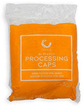 Colortrak Processing Caps, Disposable Dye and Chemical Treatment, Convenient Professional Pack Sizes, for Perms, Conditioners and Color, Bouffant Style Head Coverings with Elastic Trim, Clear