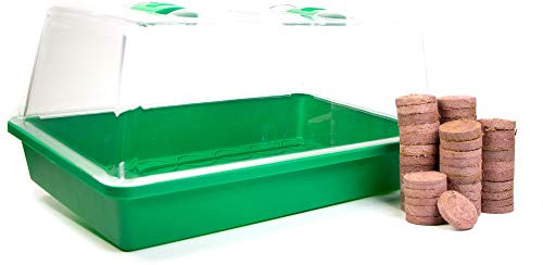 mgc24 Zimmergewächshaus Greenhouse Anzuchtset - Anzuchtschale mit Deckel und Belüftung - Komplettset mit 50 Quelltabs