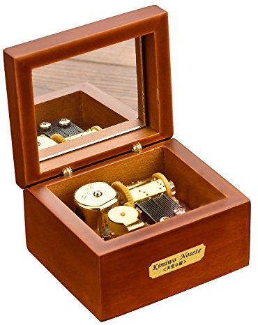 Youtang Mini Size Creative Wooden 18-Note Wind-up Musical Box,Musicl Toys,Tune:Kiss The Rain