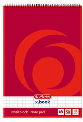 10x Spiral-Notizblock / Schreibblock / DIN A5 / kariert