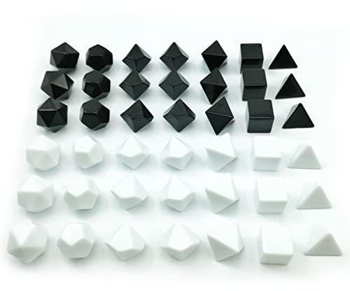 Bescon Blank polyhedral RPG tärningsset 42 st konstnärsset, solida svarta och vita färger i komplett set med 7, 3 set för varje färg, gör-det-själv-tärning