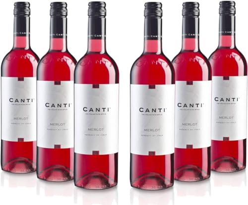 Canti - Merlot italienischer Rosé Wein, sanfter Geschmack mit kräftiger Fruchtigkeit, 6x750 ml