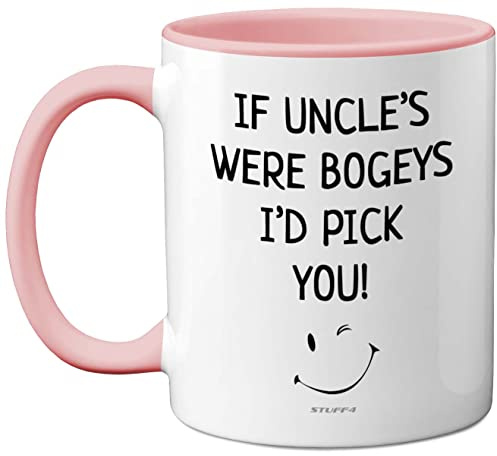 Tazza con zio per compleanno, compleanno, festa del papà, regalo di Natale, zii regalo di nipote, simpatiche tazze, divertenti tazze in ceramica tazza da caffè rosa