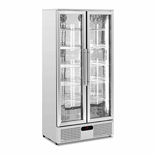 Royal Catering RC-BC003 Getränkekühlschrank 458 l Edelstahl Flaschenkühlschrank Kühlschrank mit Glastür Getränkekühlschrank mit Glastür