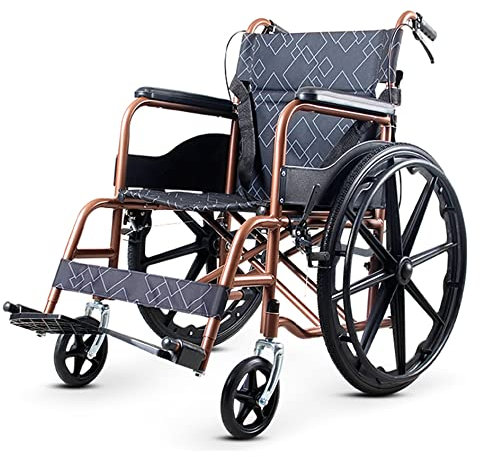 YYHJ Rollstuhl Faltbar Leicht,Reiserollstuhl Ultraleicht,Wheelchair Transportrollstuhl,Manuell Fahrend Pflegerollstuhl,Selbstfahrender Faltrollstuhl Aluminium,für Behinderte und Senioren