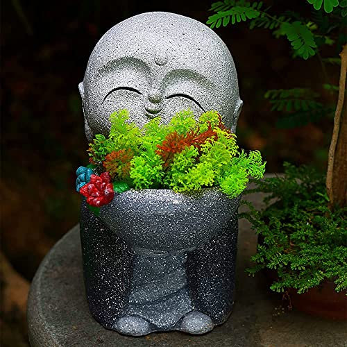 GTTFX Zen-Buddha-Statue, Pflanzgefäß, Gartenskulptur, Gesicht, Blumentopf, Zen-Figur, Blumentopfhalter, für Innen- und Außendekoration(Color:B)