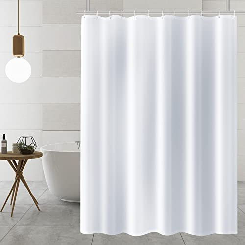 AiQInu Duschvorhang Textiler, Shower Curtains aus Polyester Stoff 180x180cm,Antischimmel Wasserdichter Waschbar duschvorhang weiß mit Ösen und 12 Haken, für Badewanne und Dusch