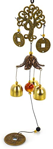 TIESOME Campane a vento portafortuna, 3 campane Feng Shui con cordino per buona fortuna casa giardino appeso decorazione regalo