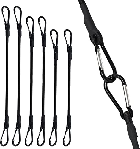 SDTC Tech - Bungee Cords with Carabiner Hooks 6 Pack Heavy Duty Black Bungee Straps 18 24 36 Bungee Tie Down Straps for Tents,
