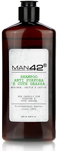 Man 42 Shampoo Anti Forfora per Capelli con Forfora e Cute Grassa con Moringa Salvia e Ortica 250 ml
