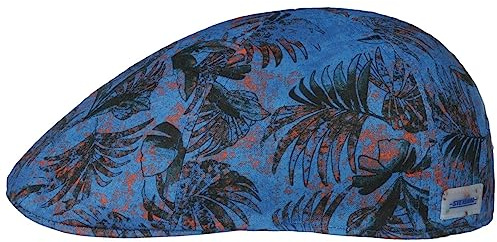 Stetson Texas Vilco Sustainable Flatcap Mehrfarbige Leinencap mit Palmenprint Made in the EU Unisex Frühjahr Sommer blau M (56-57 cm)