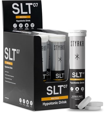 STYRKR Electrolytes Lot de 6 paquets de 12 comprimés d'hydratation 1000 mg par portion 4 fois plus sels utilisés par les athlètes d'endurance Formule avancée Quad-Blend SLT07 12 x par tube