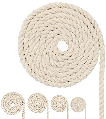 forbell Cordoncino di cotone, corda di filato macramè, diverse misure, corda di cotone per lavori fai da te, regali (6 mm (20 m)