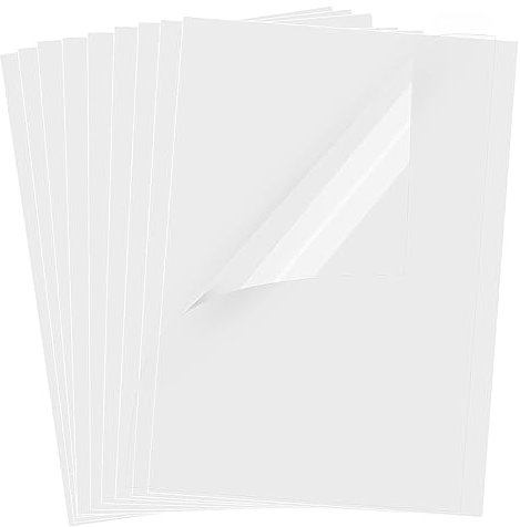 10 Blatt Premium Vinyl Aufkleberfolie, 100% durchsichtig und selbstklebend für Laser- und Tintenstrahldrucker. Schnell trocknend und in A4 Größe erhältlich. Kristallklare und robuste